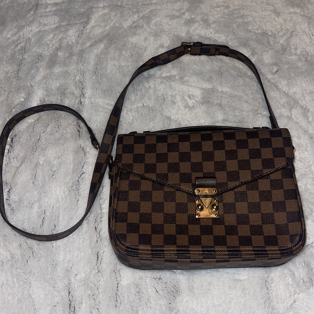 Brown Checkered Crossbody Bag